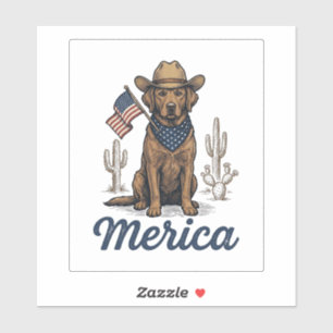 Vintage Merica Cowboy Hund Amerikanische Flagge Sh Aufkleber