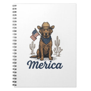 Vintage Merica Cowboy Hund Amerikanische Flagge Sh Notizblock