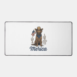 Vintage Merica Cowboy Hund Amerikanische Flagge Sh Schreibtischunterlage