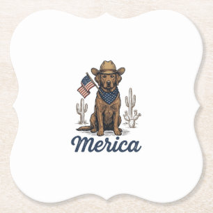 Vintage Merica Cowboy Hund Amerikanische Flagge Sh Untersetzer