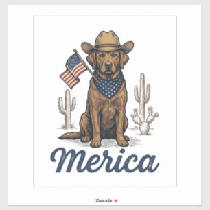 Vintage Merica Cowboy Hund Amerikanisches Flagge S Aufkleber