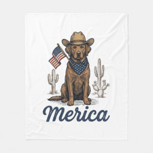 Vintage Merica Cowboy Hund Amerikanisches Flagge S Fleecedecke