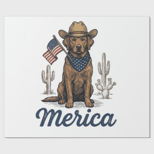 Vintage Merica Cowboy Hund Amerikanisches Flagge S Geschenkpapier