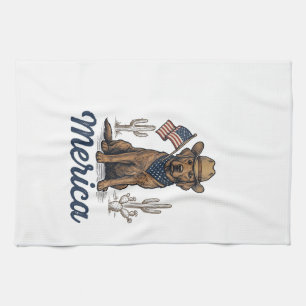 Vintage Merica Cowboy Hund Amerikanisches Flagge S Geschirrtuch