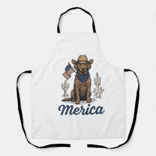 Vintage Merica Cowboy Hund Amerikanisches Flagge S Schürze