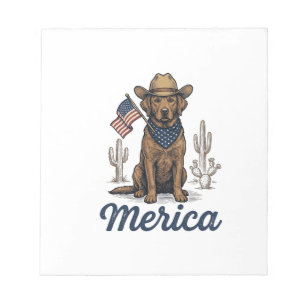Vintage Merica Cowboy Hund Amerikanisches Flaggen- Notizblock