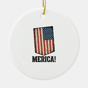 Vintage Merica Flagge Patriotisches Grafik-Shirt_1 Keramik Ornament