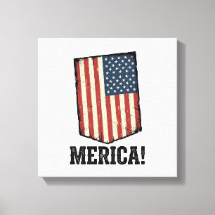 Vintage Merica Flagge Patriotisches Grafik-Shirt_1 Leinwanddruck