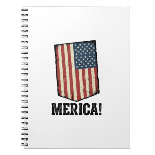 Vintage Merica Flagge Patriotisches Grafik-Shirt_1 Notizblock