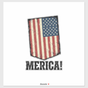 Vintage Merica Flagge Patriotisches Grafik T-Shirt Aufkleber