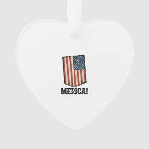 Vintage Merica Flagge Patriotisches Grafik T-Shirt Ornament