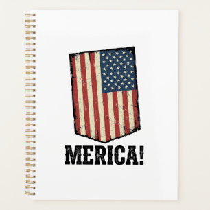 Vintage Merica Flagge Patriotisches Grafik T-Shirt Planer