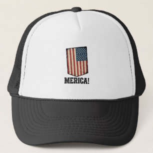 Vintage Merica Flagge Patriotisches Grafik T-Shirt Truckerkappe