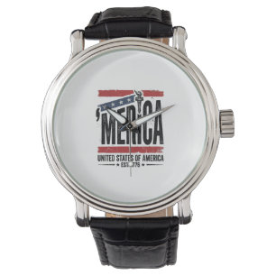 Vintage Merica patriotisches abgenutztes Shirt-Des Armbanduhr
