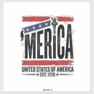 Vintage Merica Patriotisches abgenutztes Shirts-De Aufkleber