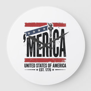 Vintage Merica Patriotisches abgenutztes Shirts De Große Wanduhr