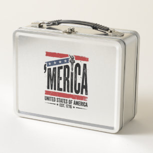 Vintage Merica Patriotisches abgenutztes Shirts De Metall Brotdose