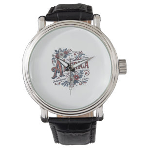 Vintage Merica Patriotisches Blumenhemd-Design_1 Armbanduhr