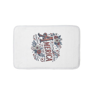 Vintage Merica Patriotisches Blumenhemd Design_1 Badematte