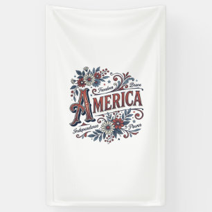 Vintage Merica Patriotisches Blumenhemd Design_1 Banner