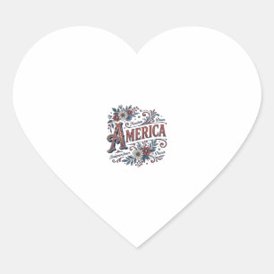 Vintage Merica Patriotisches Blumenhemd Design_1 Herz-Aufkleber