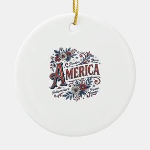 Vintage Merica Patriotisches Blumenhemd Design_1 Keramik Ornament