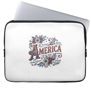Vintage Merica patriotisches Blumenhemd-Design_1 Laptopschutzhülle