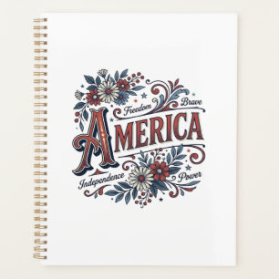 Vintage Merica Patriotisches Blumenhemd-Design_1 Planer