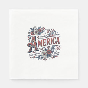Vintage Merica Patriotisches Blumenhemd Design_1 Serviette