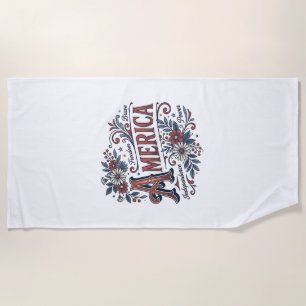 Vintage Merica Patriotisches Blumenhemd-Design_1 Strandtuch
