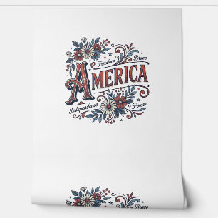 Vintage Merica Patriotisches Blumenhemd-Design_1 Tapete