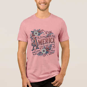 Vintage Merica Patriotisches Blumenhemd Design_1 Tri-Blend Shirt
