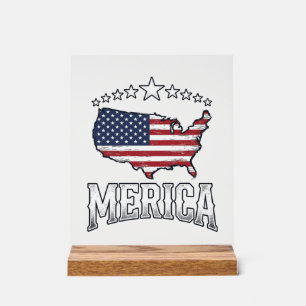 Vintage Merica patriotisches Flaggen-Karten-Shirt- Acrylschild
