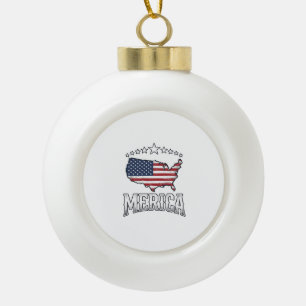 Vintage Merica patriotisches Flaggen-Karten-Shirt- Keramik Kugel-Ornament