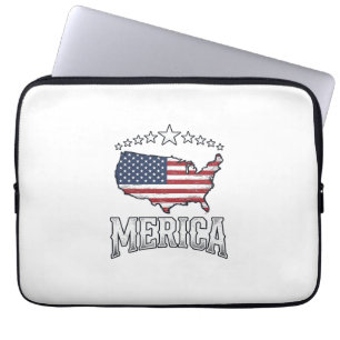 Vintage Merica patriotisches Flaggen-Karten-Shirt- Laptopschutzhülle