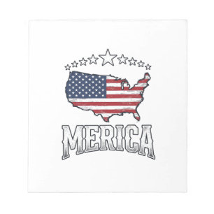 Vintage Merica patriotisches Flaggen-Karten-Shirt- Notizblock