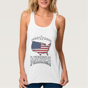 Vintage Merica patriotisches Flaggen-Karten-Shirt- Tank Top