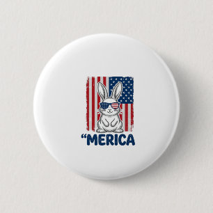 Vintage Merica Patriotisches Hasen-Shirt Design_1 Button