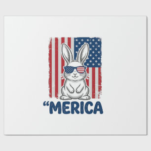 Vintage Merica Patriotisches Hasen-Shirt Design_1 Geschenkpapier
