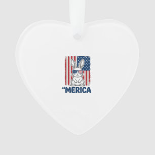 Vintage Merica patriotisches Hasen-Shirt-Design_1 Ornament