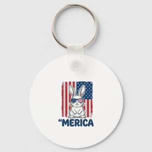 Vintage Merica Patriotisches Hasen-Shirt Design_1 Schlüsselanhänger