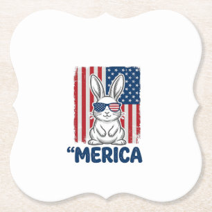 Vintage Merica Patriotisches Hasen-Shirt Design_1 Untersetzer