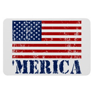 Vintage 'MERICA US-Flagge Patriotischer Premium-Ma Magnet