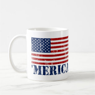 Vintage 'MERICA US Flaggen-Kaffee-Tasse Tasse