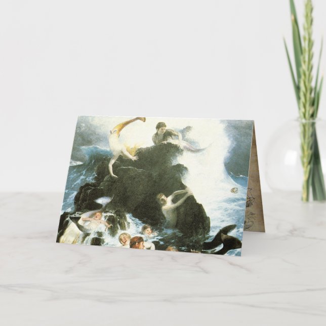 Vintage Mermaid Grußkarte Karte (Vorderseite)