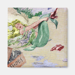 Vintage Mermaid in Farbe Magnet