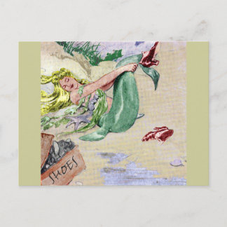 Vintage Mermaid in Farbe Postkarte