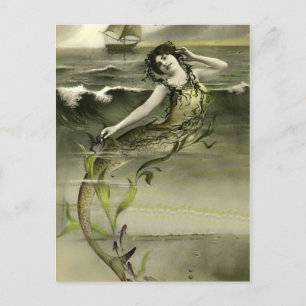 Vintage mermaid picture postcard postkarte