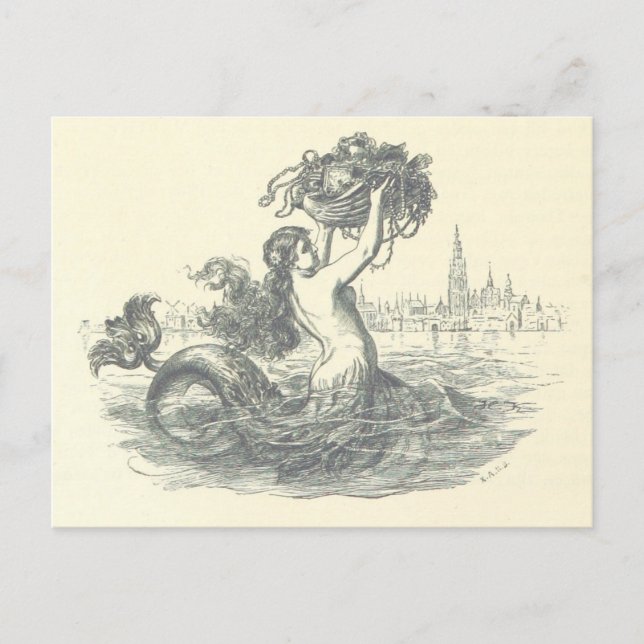 Vintage Mermaid Postkarte (Vorderseite)