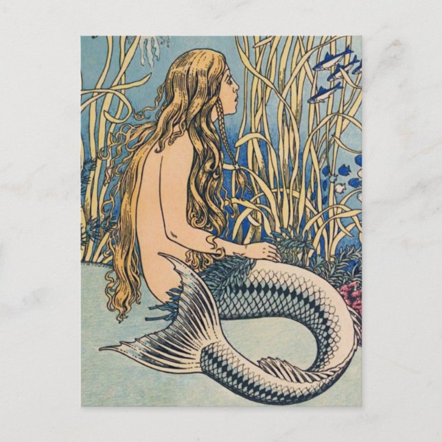 Vintage Mermaid Postkarte (Vorderseite)